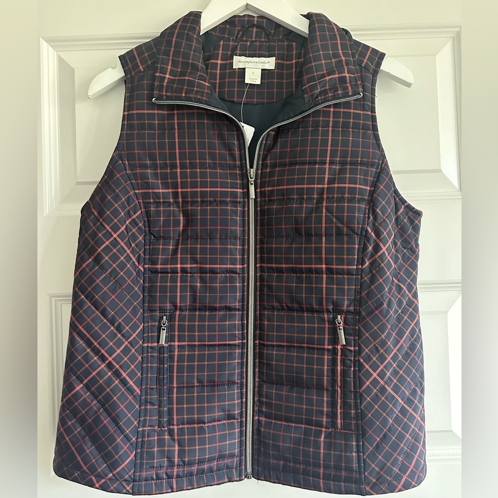 NWT Christopher & Banks Women's Plaid Quilted Vest